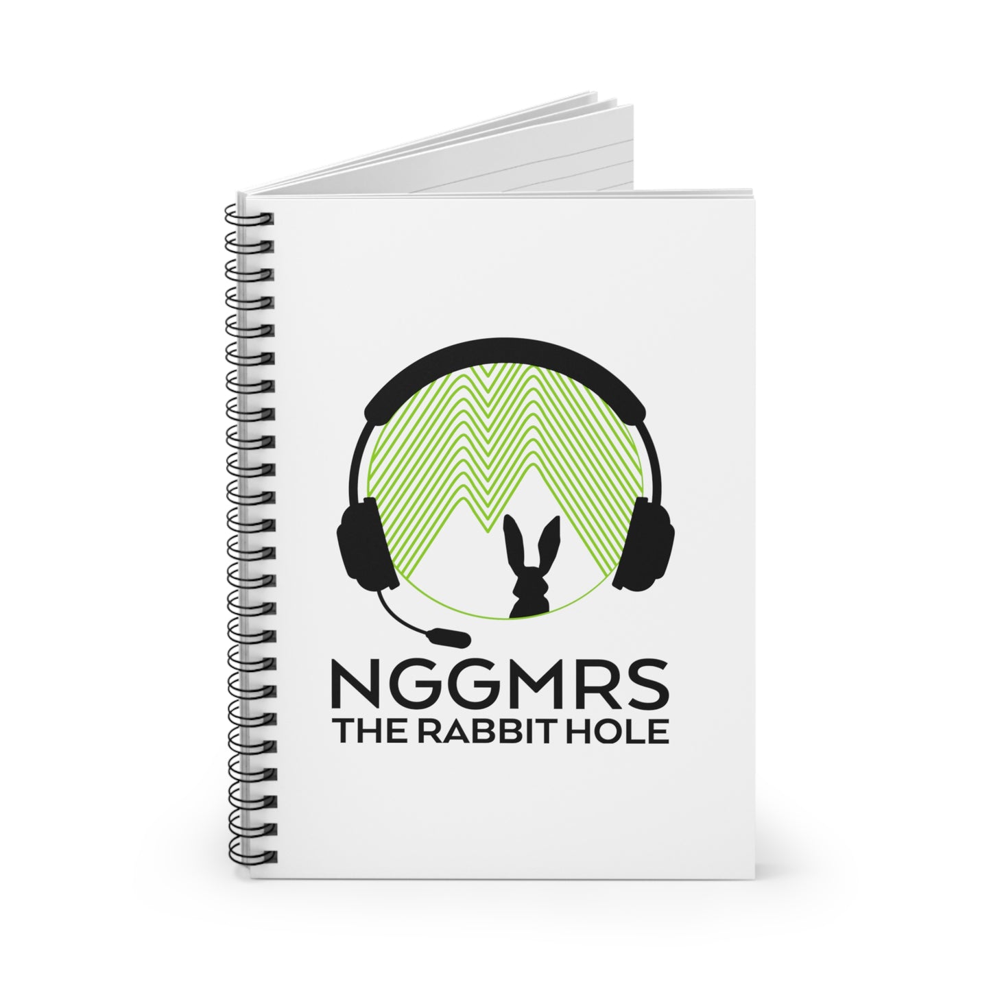 White Spiral Notebook - Ruled Line - Rabbit Hole