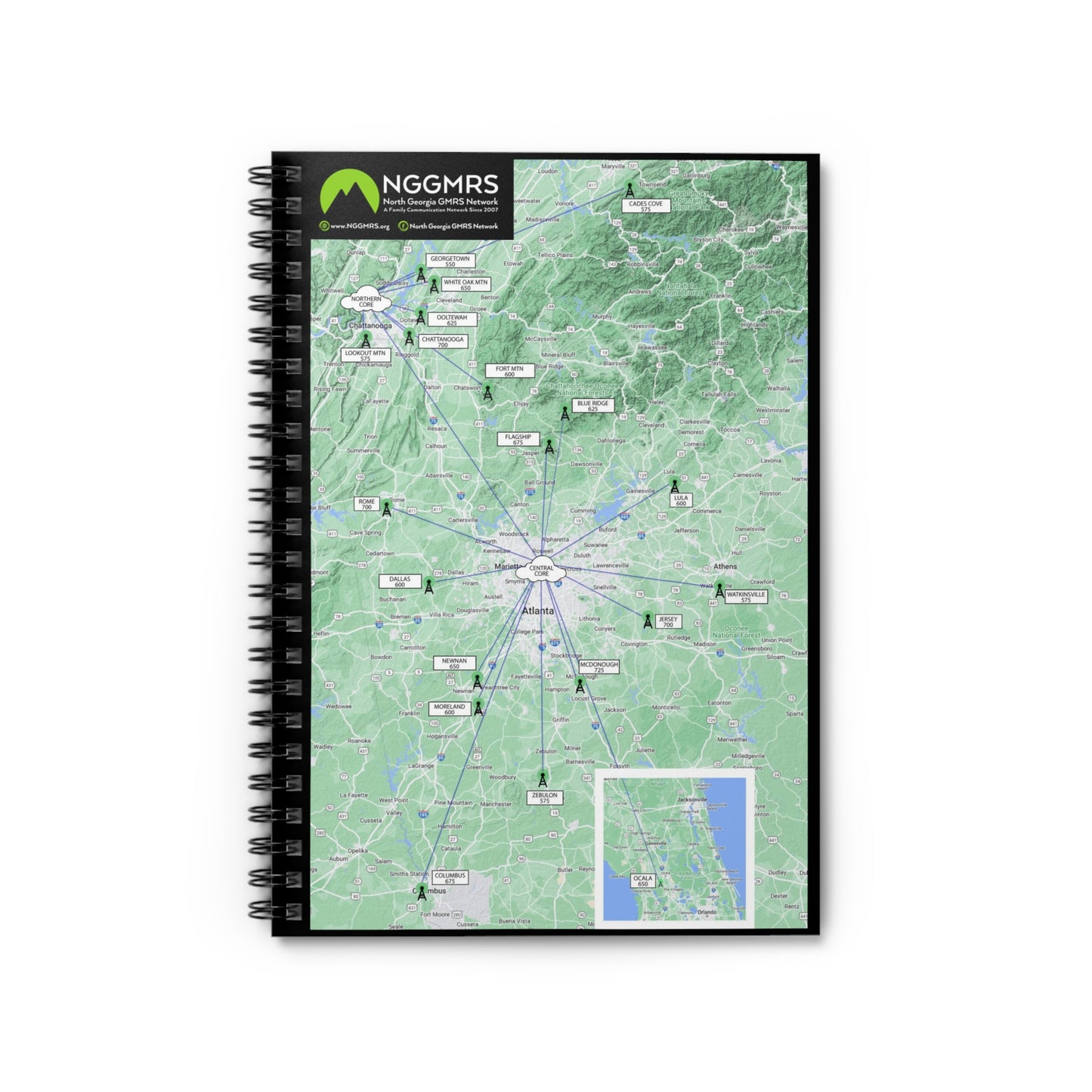Repeater Map Spiral Notebook - 8" x 6" Ruled Line